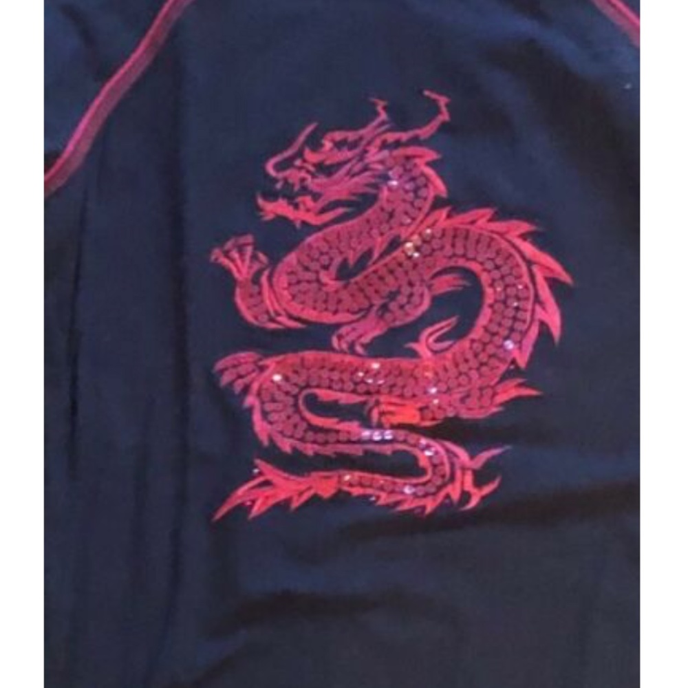 EXTREMELY RARE Vintage Vivienne Tam Long Sleeve Blouse with Sequin Dragon Size 0 - Picture 3 of 5